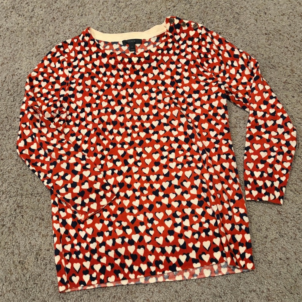 J. Crew Merino Wool heart pattern sweater
